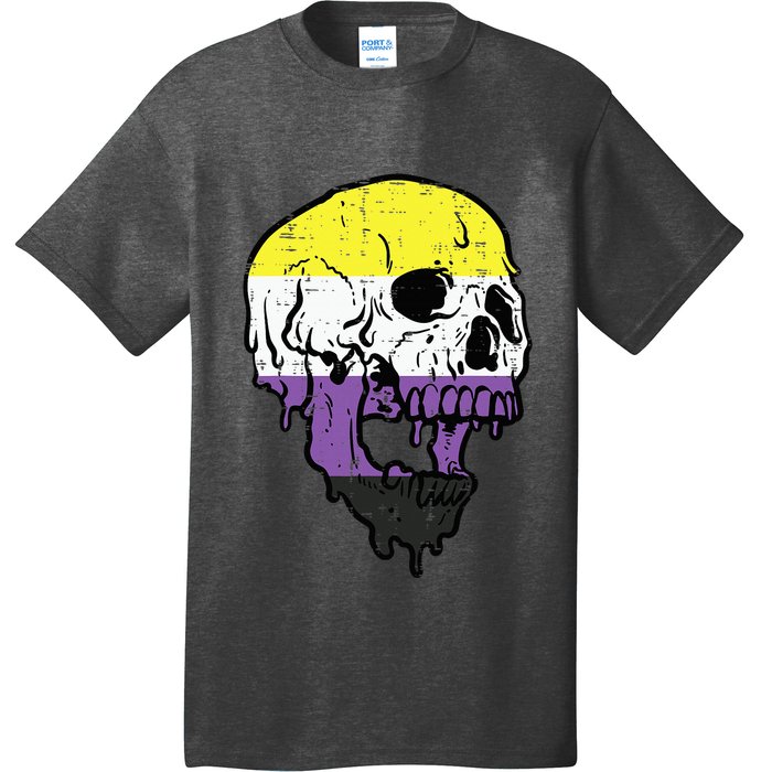 Skull Non Binary Enby Pride Lgbtq T-Shirt