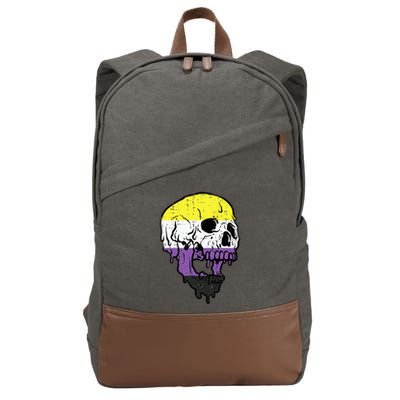 Skull Non Binary Enby Pride Lgbtq Cotton Canvas Backpack