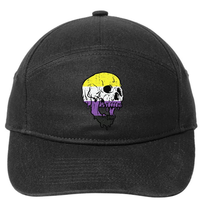 Skull Non Binary Enby Pride Lgbtq 7-Panel Snapback Hat