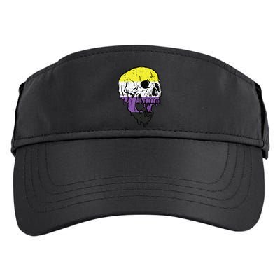 Skull Non Binary Enby Pride Lgbtq Adult Drive Performance Visor
