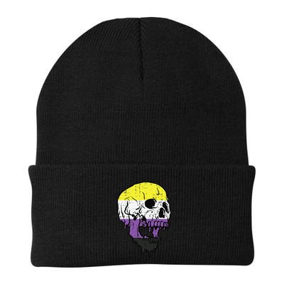 Skull Non Binary Enby Pride Lgbtq Knit Cap Winter Beanie