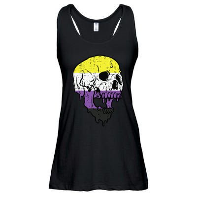 Skull Non Binary Enby Pride Lgbtq Ladies Essential Flowy Tank