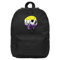 Skull Non Binary Enby Pride Lgbtq 16 in Basic Backpack