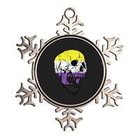 Skull Non Binary Enby Pride Lgbtq Metallic Star Ornament