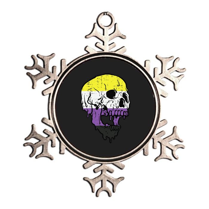 Skull Non Binary Enby Pride Lgbtq Metallic Star Ornament