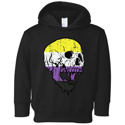 Skull Non Binary Enby Pride Lgbtq Toddler Hoodie