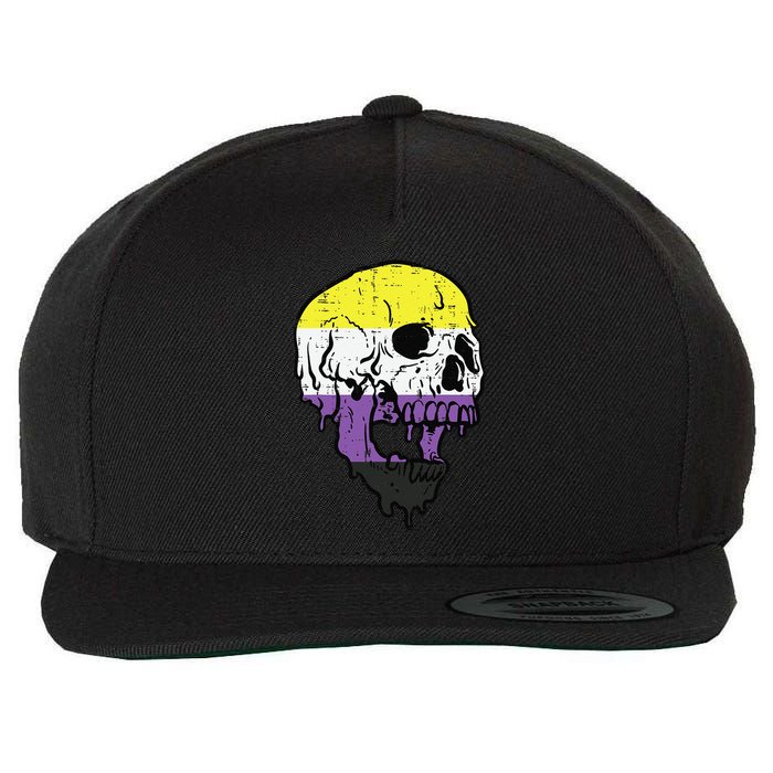Skull Non Binary Enby Pride Lgbtq Wool Snapback Cap