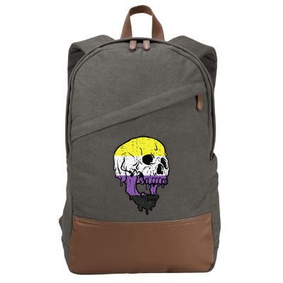 Skull Non Binary Enby Pride Lgbtq Cotton Canvas Backpack