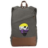 Skull Non Binary Enby Pride Lgbtq Cotton Canvas Backpack