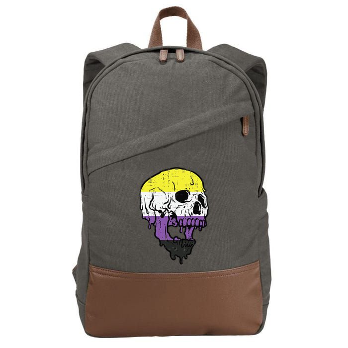Skull Non Binary Enby Pride Lgbtq Cotton Canvas Backpack