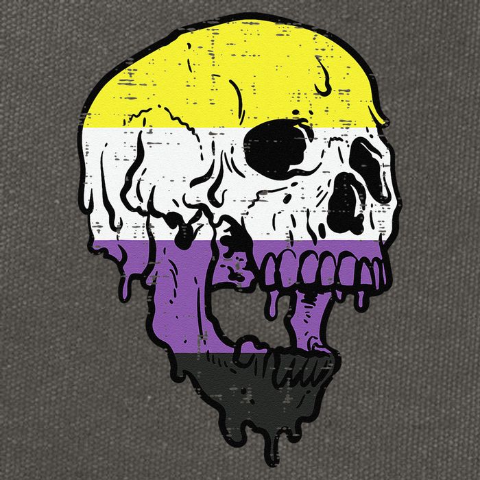 Skull Non Binary Enby Pride Lgbtq Cotton Canvas Backpack