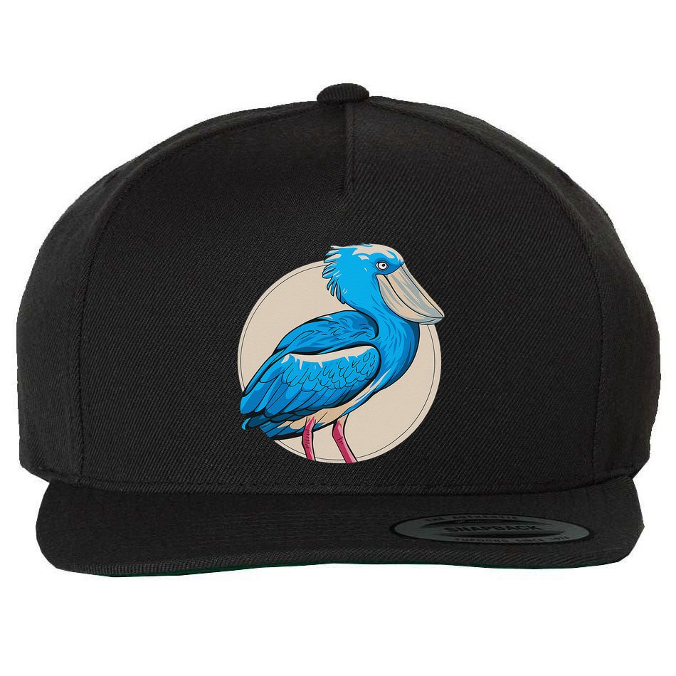 Shoebill National Bird Day Ornithologist Whale Bill Stork Wool Snapback Cap