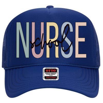 School Nursing Boho School Nurse Gift High Crown Mesh Back Trucker Hat