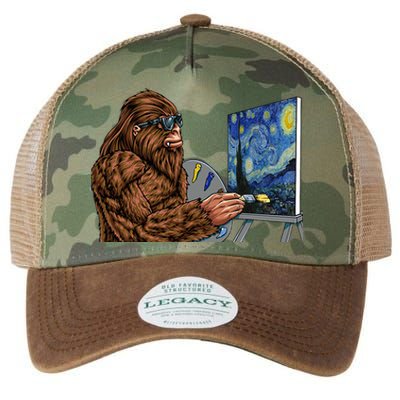 Starry Night Bigfoot Painting Funny Sasquatch Graphic Art Legacy Tie Dye Trucker Hat