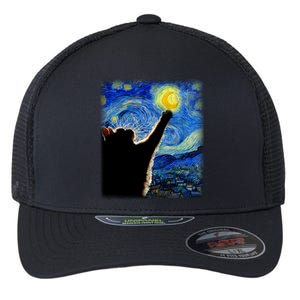 Starry Night Cat Van Gogh Cat Cat Lover Cat Mom Cat Dad Flexfit Unipanel Trucker Cap