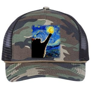 Starry Night Cat Van Gogh Cat Cat Lover Cat Mom Cat Dad Retro Rope Trucker Hat Cap