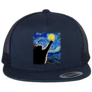 Starry Night Cat Van Gogh Cat Cat Lover Cat Mom Cat Dad Flat Bill Trucker Hat