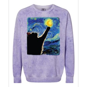 Starry Night Cat Van Gogh Cat Cat Lover Cat Mom Cat Dad Colorblast Crewneck Sweatshirt