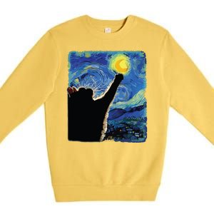 Starry Night Cat Van Gogh Cat Cat Lover Cat Mom Cat Dad Premium Crewneck Sweatshirt