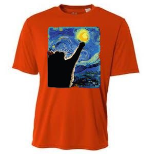 Starry Night Cat Van Gogh Cat Cat Lover Cat Mom Cat Dad Cooling Performance Crew T-Shirt