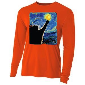 Starry Night Cat Van Gogh Cat Cat Lover Cat Mom Cat Dad Cooling Performance Long Sleeve Crew