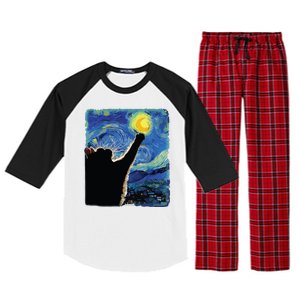 Starry Night Cat Van Gogh Cat Cat Lover Cat Mom Cat Dad Raglan Sleeve Pajama Set