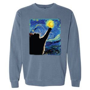 Starry Night Cat Van Gogh Cat Cat Lover Cat Mom Cat Dad Garment-Dyed Sweatshirt