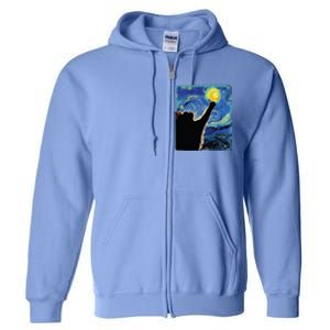 Starry Night Cat Van Gogh Cat Cat Lover Cat Mom Cat Dad Full Zip Hoodie