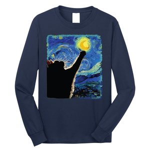 Starry Night Cat Van Gogh Cat Cat Lover Cat Mom Cat Dad Long Sleeve Shirt