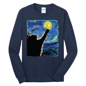 Starry Night Cat Van Gogh Cat Cat Lover Cat Mom Cat Dad Tall Long Sleeve T-Shirt