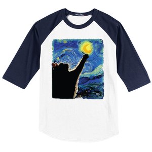 Starry Night Cat Van Gogh Cat Cat Lover Cat Mom Cat Dad Baseball Sleeve Shirt