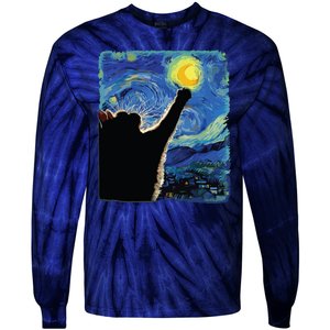 Starry Night Cat Van Gogh Cat Cat Lover Cat Mom Cat Dad Tie-Dye Long Sleeve Shirt