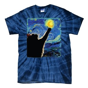 Starry Night Cat Van Gogh Cat Cat Lover Cat Mom Cat Dad Tie-Dye T-Shirt