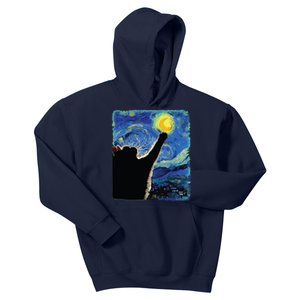 Starry Night Cat Van Gogh Cat Cat Lover Cat Mom Cat Dad Kids Hoodie