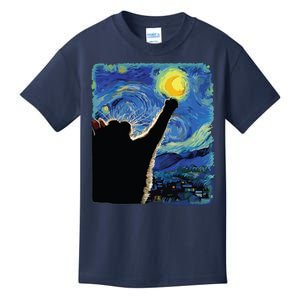 Starry Night Cat Van Gogh Cat Cat Lover Cat Mom Cat Dad Kids T-Shirt