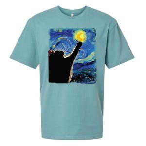 Starry Night Cat Van Gogh Cat Cat Lover Cat Mom Cat Dad Sueded Cloud Jersey T-Shirt