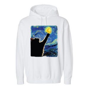 Starry Night Cat Van Gogh Cat Cat Lover Cat Mom Cat Dad Garment-Dyed Fleece Hoodie