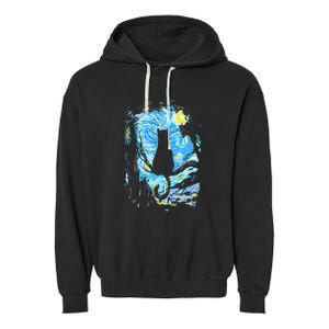 Starry Night Cat Van Gogh Cat Garment-Dyed Fleece Hoodie