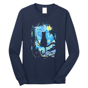 Starry Night Cat Van Gogh Cat Long Sleeve Shirt