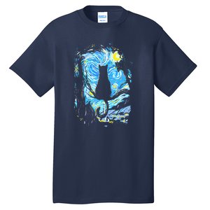 Starry Night Cat Van Gogh Cat Tall T-Shirt