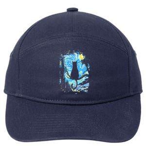 Starry Night Cat Van Gogh Cat 7-Panel Snapback Hat