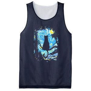 Starry Night Cat Van Gogh Cat Mesh Reversible Basketball Jersey Tank