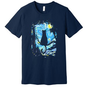 Starry Night Cat Van Gogh Cat Premium T-Shirt