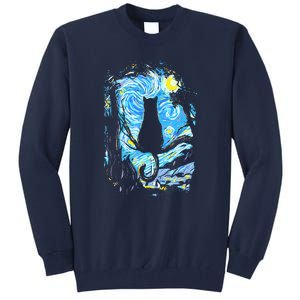 Starry Night Cat Van Gogh Cat Tall Sweatshirt