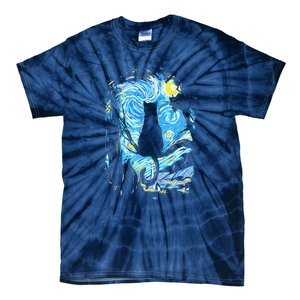 Starry Night Cat Van Gogh Cat Tie-Dye T-Shirt