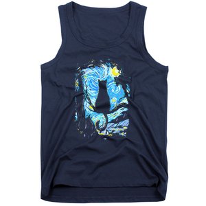 Starry Night Cat Van Gogh Cat Tank Top