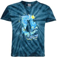 Starry Night Cat Van Gogh Cat Kids Tie-Dye T-Shirt