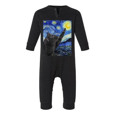 Starry Night Cat Artwork Infant Fleece One Piece