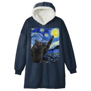 Starry Night Cat Artwork Hooded Wearable Blanket