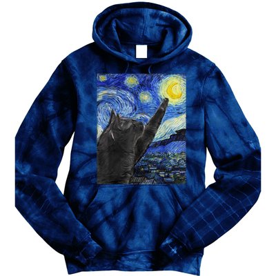 Starry Night Cat Artwork Tie Dye Hoodie